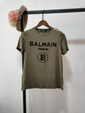 T Shirt Balmain Spring/Summer Flocking Letters All Cotton Short Sleeve T-shirt Couple Style