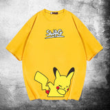 Men and Women Pokemon Pikachu T Shirt Summer Jingling Bao Ke Meng Loose Large Size