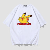 Men and Women Pokemon Pikachu T Shirt Summer Pure Cotton Loose Half Sleeve