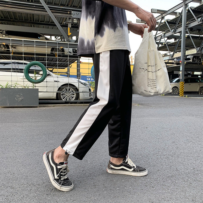 Men Pants Men's Casual Cropped Pants Drawstring Loose Summer Trousers