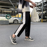 Men Pants Men's Casual Cropped Pants Drawstring Loose Summer Trousers