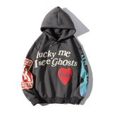 Kanye West KSG Hoodie Love Heart Alphabet Graffiti Print Velvet Sweater Coat