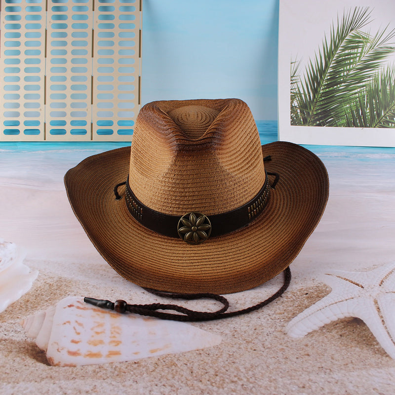 Cowgirl Hats Western Cowboy Hat Curling Jazz Top Hat Summer Big Brim Straw Hat