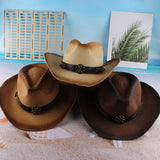 Cowgirl Hats Western Cowboy Hat Curling Jazz Top Hat Summer Big Brim Straw Hat