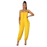Sling Jumpsuit Casual Solid Color Jumpsuit Sleeveless Summer Jumpsuit Loose