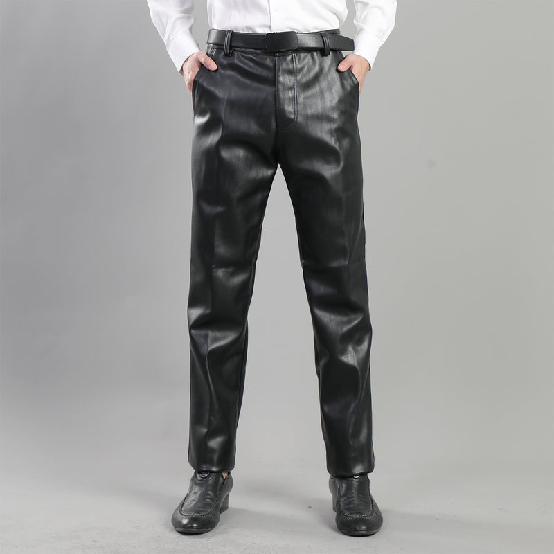 Mens Leather Pants Spring and Autumn Men's Leather Pants Thickened Fleece Biker Leather Pants