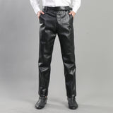 Mens Leather Pants Spring and Autumn Men's Leather Pants Thickened Fleece Biker Leather Pants