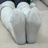 Winter Thick Knit Thigh High Socks Long Stockings Boot Knitted Long Socks Wool Ball Socks Knee Socks Solid Color
