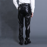 Mens Leather Pants Spring And Summer Middle-Aged Windproof Anti-Oil And Dirt-Resistant Leather Pants Men High Waist Straight Pants