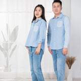 Father Son Matching Dress Shirts Spring/Summer Plaid Long Sleeve Shirt Parent-Child Wear