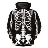 Skeleton Varsity Jacket 3D Digital Printing Loose-Fitting Hoodie