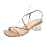 Nude Strappy Block Heels