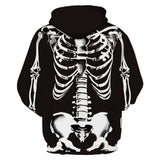 Skeleton Varsity Jacket 3D Digital Printing Loose-Fitting Hoodie