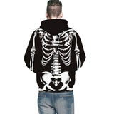 Skeleton Varsity Jacket 3D Digital Printing Loose-Fitting Hoodie