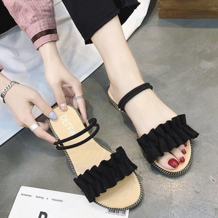 Women Open Toe Sandals Flats Slippers Summer Fashion Flat-Heeled Open Toe Sandals