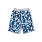 Shark Print Shorts Ape Head Printed Shark Reversible Camouflage Shorts