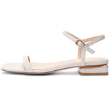Nude Strappy Block Heels Low Heel Sandals