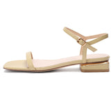 Nude Strappy Block Heels Low Heel Sandals
