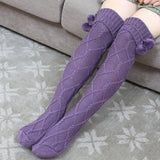 Winter Thick Knit Thigh High Socks Long Stockings Boot Plush Ball Woolen Stockings Knitted Socks