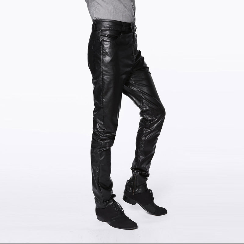 Men's Leather Pants Slim Fit Leather Pants Fashion Pants Boot Pants