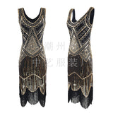 1920S Dress Sequined V-neck Tassels Slim-Fit Dress for Women