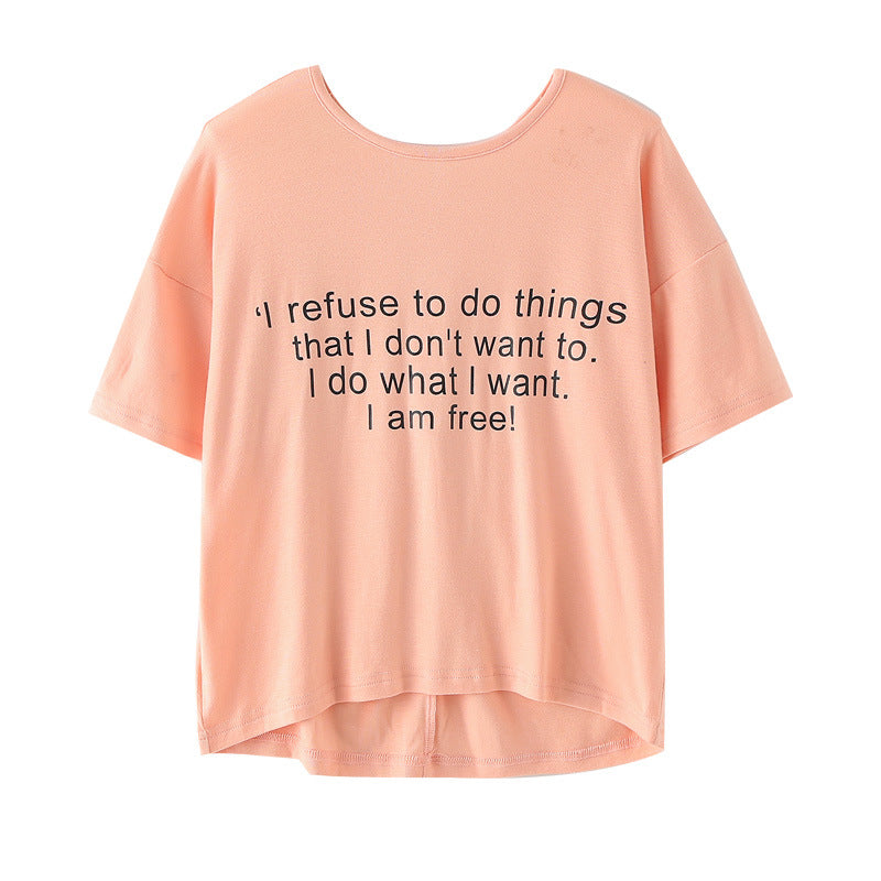 Girls' Summer Loose Solid Color Short-Sleeved T-shirt Children's Girl T Shirts