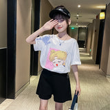 Hollow T-shirt Summer Short Sleeve Children's round Neck Top Girl T Shirts