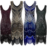 1920S Dress Sequined V-neck Tassels Slim-Fit Dress for Women