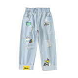 Children Autumn Denim Broken Holes Pants Girls Baggy Pants Children Girl Pants