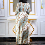 Nina Parker plus Size Dresses Long Sleeve Printed Pleated Strap Dress plus Size Dress
