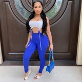 Fashion Colorblock Vest Strap Jumpsuit