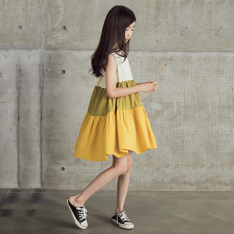 Girls' Summer Dress Loose Spliced Princess Dress Girl Dresses