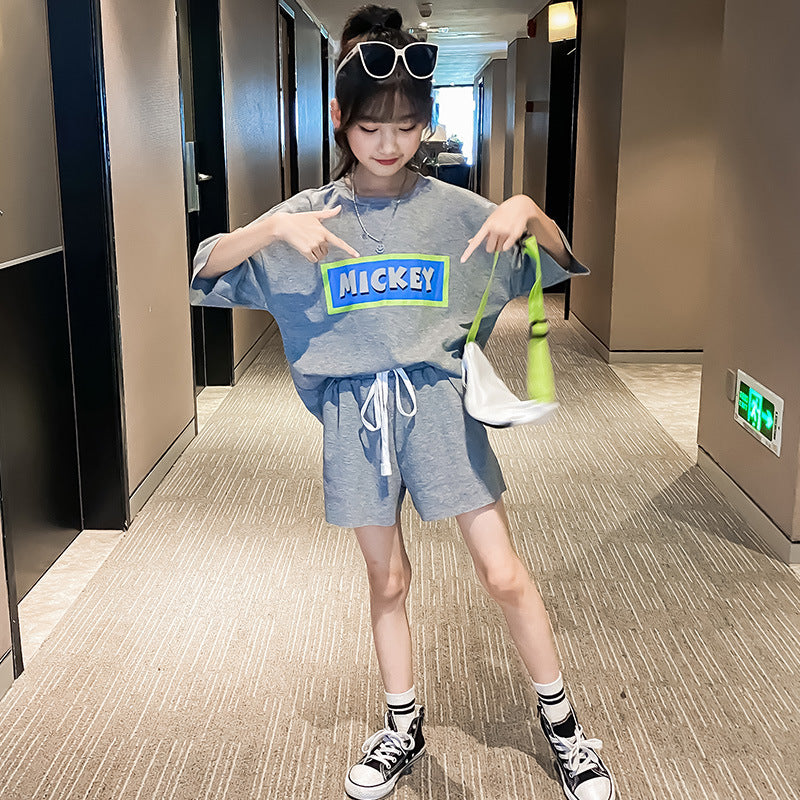 Girls' Summer Loose Short-Sleeved Children's Pants Sportswear