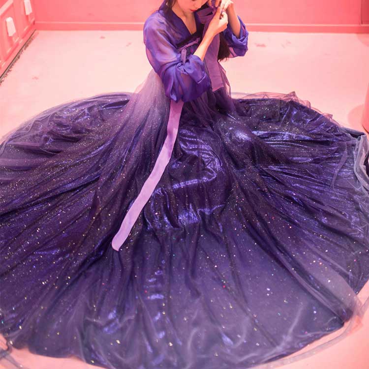 Chinese Traditional Dress Purple Adult Chest-High Dress Summer
