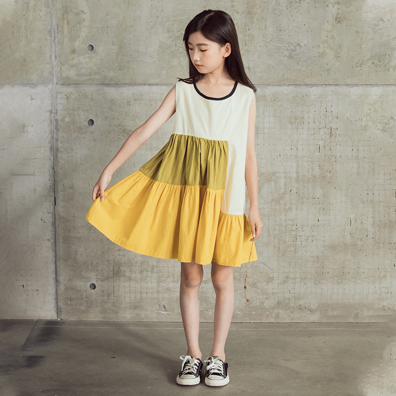 Girls' Summer Dress Loose Spliced Princess Dress Girl Dresses