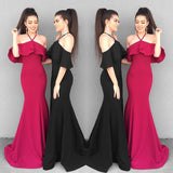 Formal Dresses & Gowns Women's Suspender Ruffle Sleeve Long Dress Summer Formal Dress Suspender Dress