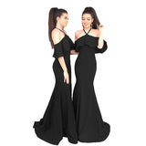 Formal Dresses & Gowns Women's Suspender Ruffle Sleeve Long Dress Summer Formal Dress Suspender Dress