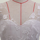 Women Lace Wedding Dress Lace Deep V Long Sleeve Formal Dress