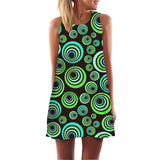 Safari Dress Printed Crew Neck Cold-Shoulder Sleeveless Tank Top Wide Hem Loose Dress