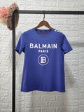 T Shirt Balmain Spring/Summer Flocking Letters All Cotton Short Sleeve T-shirt Couple Style
