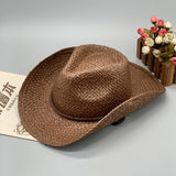 Cowgirl Hats Hand-Knitted Men's Straw Hat Female Western Cowboy Hat Sunshade Knight's Cap