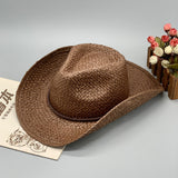 Cowgirl Hats Hand-Knitted Men's Straw Hat Female Western Cowboy Hat Sunshade Knight's Cap