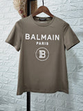T Shirt Balmain Spring/Summer Flocking Letters All Cotton Short Sleeve T-shirt Couple Style