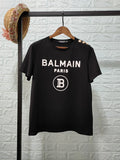 T Shirt Balmain Spring/Summer Flocking Letters All Cotton Short Sleeve T-shirt Couple Style