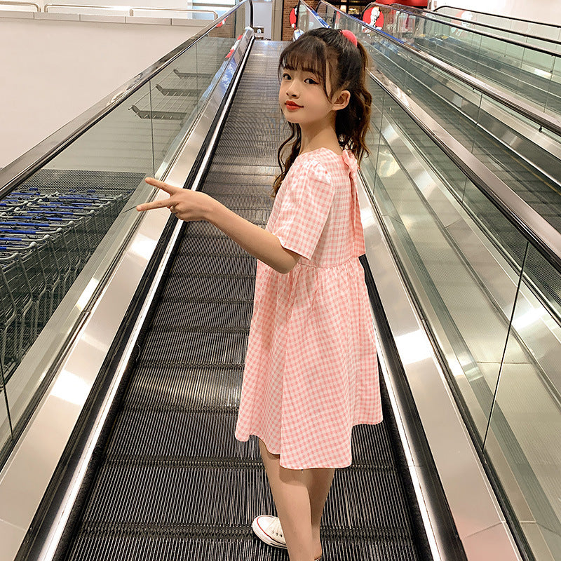 Summer Plaid Dress for Girls Princess Skirt Girl Dresses