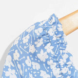Milkmaid Square Collar Floral Print Polka Dot Dress Vintage Slim Bubble Short Sleeve Summer Dresses