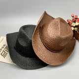 Cowgirl Hats Hand-Knitted Men's Straw Hat Female Western Cowboy Hat Sunshade Knight's Cap