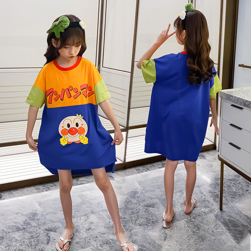 Girls' Nightdress Summer Children's Short Sleeve Princess Dress Parent-Child Homewear Clothes Pajamas Children Girl Loungewear