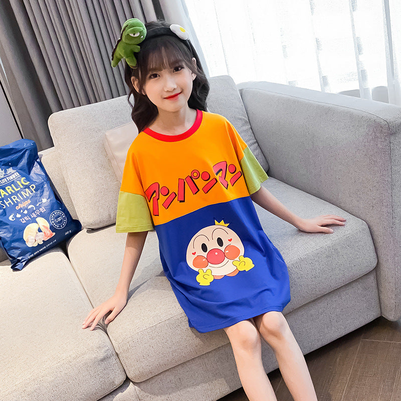 Girls' Nightdress Summer Children's Short Sleeve Princess Dress Parent-Child Homewear Clothes Pajamas Children Girl Loungewear