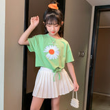 Summer Suit Fashion Short Sleeves and Skirt Two-Piece Girl's 2 Piece Set